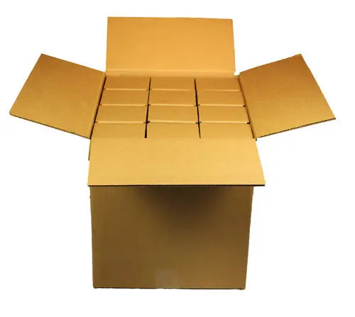Twelve (12) Bottle Wine Shipping Boxes - Kit - 12 inner corrugated wraps & 1 outer shipping box Molded Pulp Packaging
