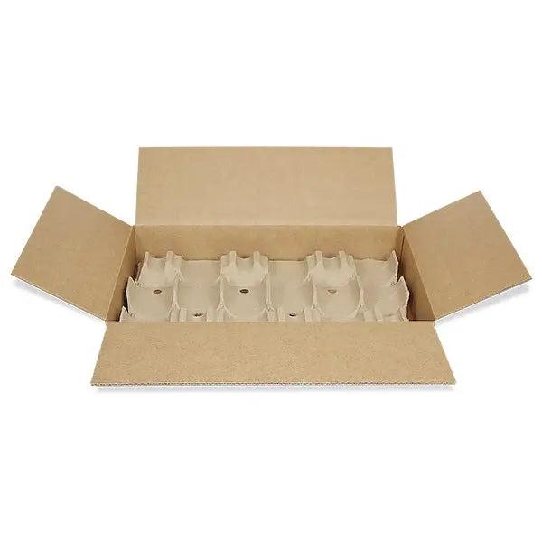 Wine Storage Box Kit w/ pulp inserts - Six (6) Bottle Molded Pulp Packaging